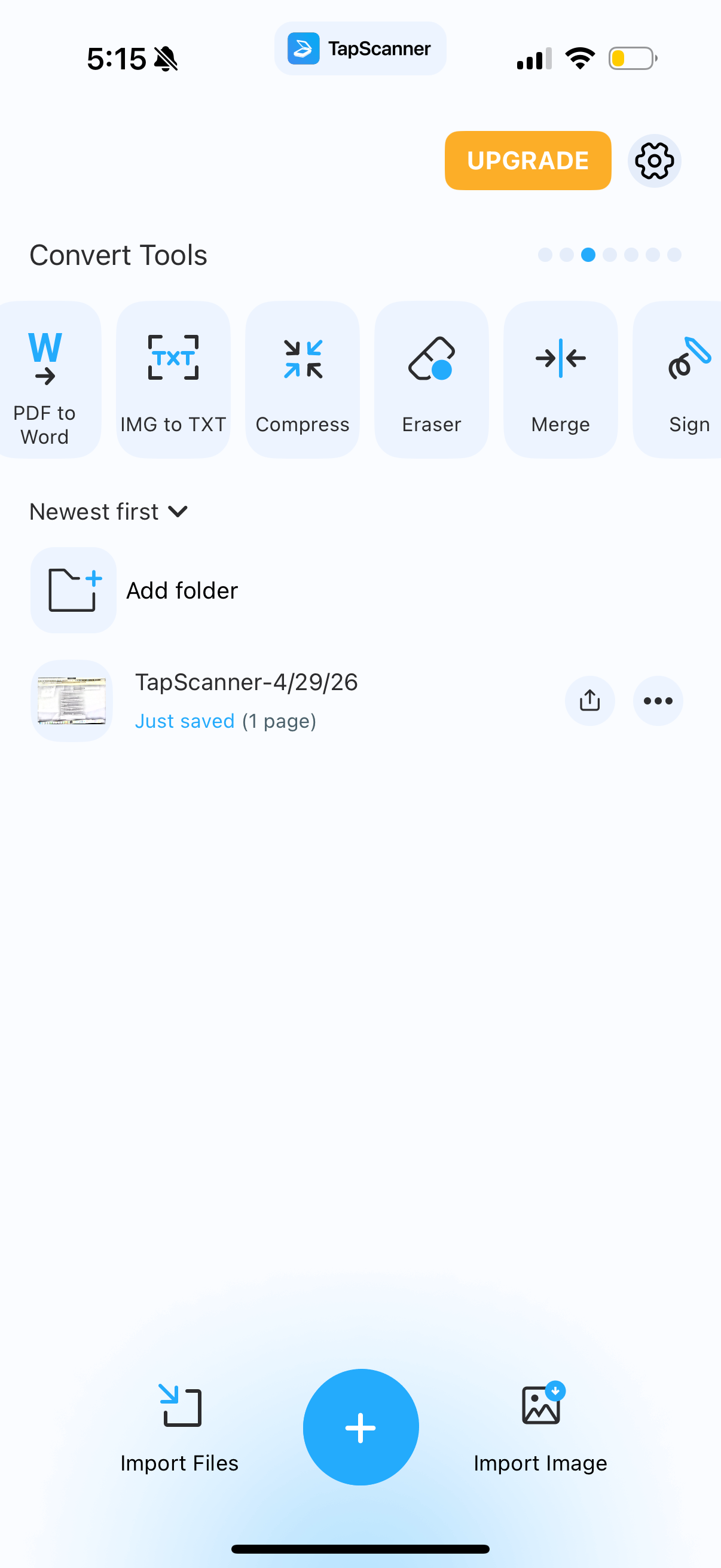 Scanner app gallery - light mode