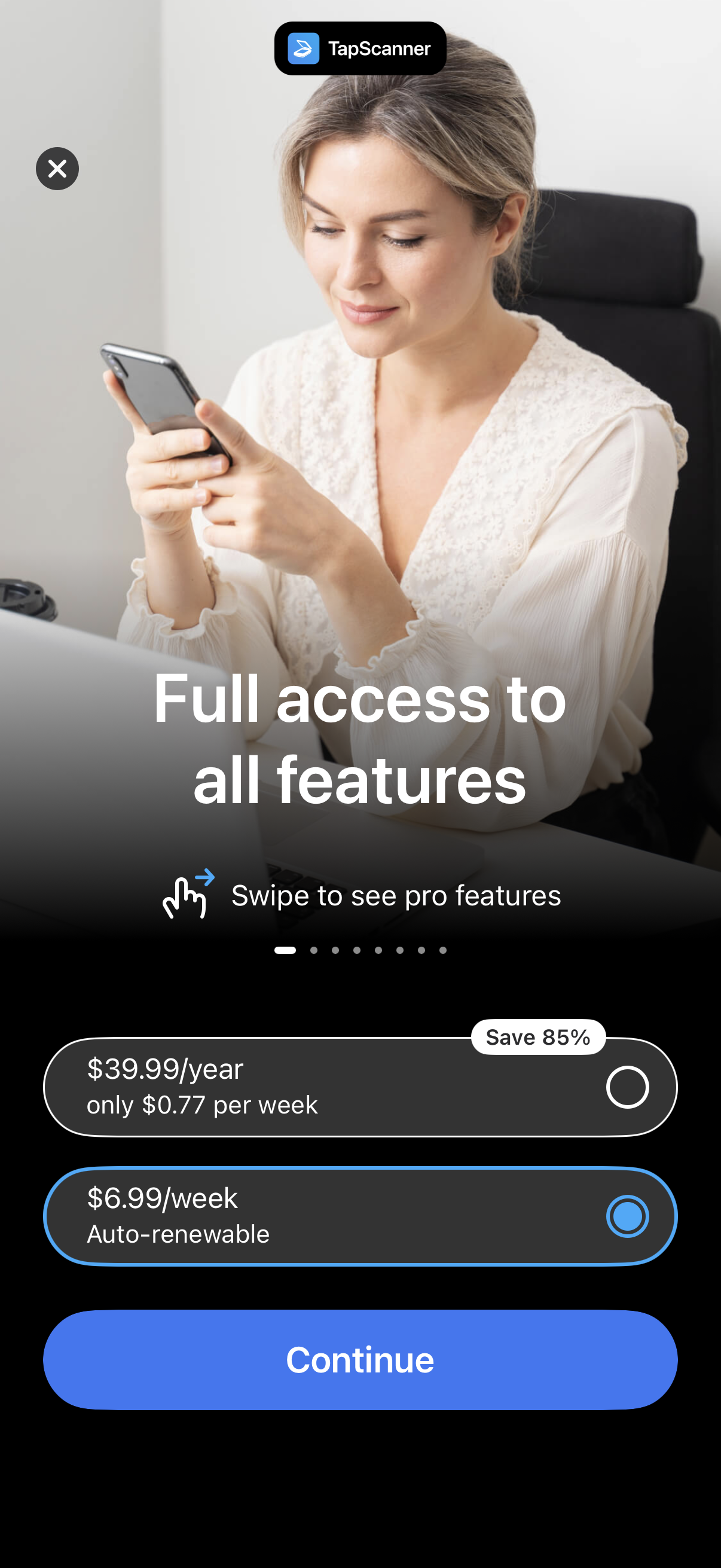 App paywall - annual vs. weekly pricing